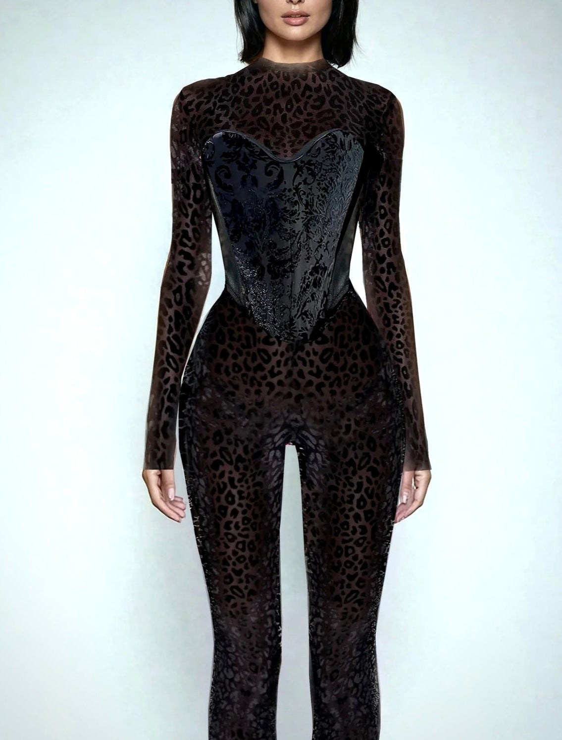 Baroque Noir Catsuit Set