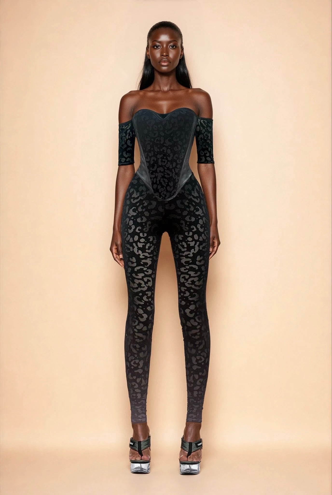 Baroque Cheetah bodysuit Corset Set