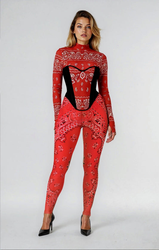 Bandana Corset Bodysuit Set