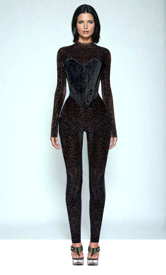 Baroque Noir Catsuit Set