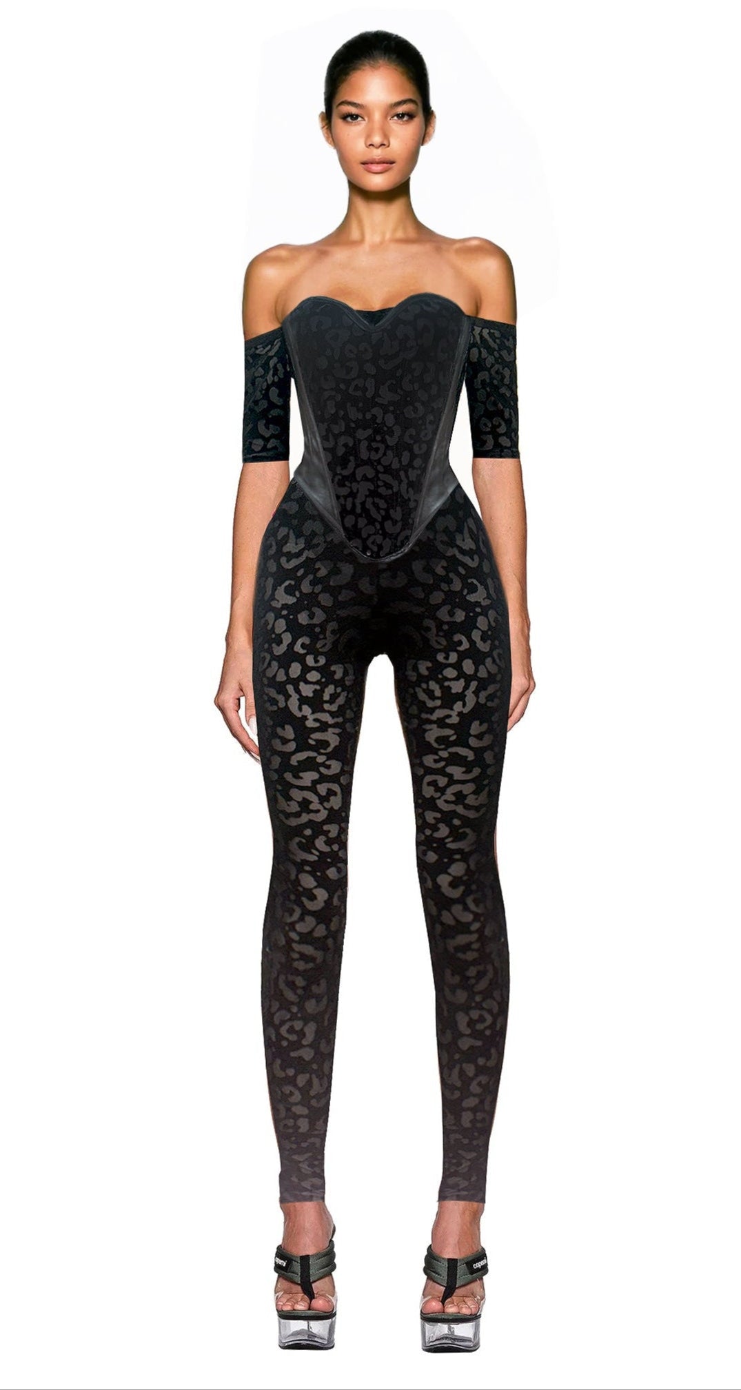 Baroque Cheetah bodysuit Corset Set