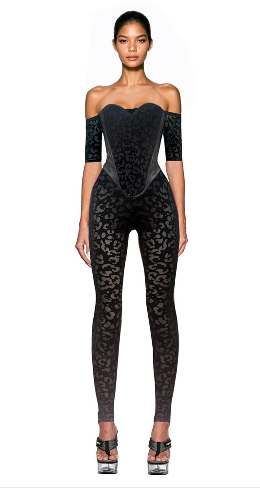 Baroque Cheetah bodysuit Corset Set
