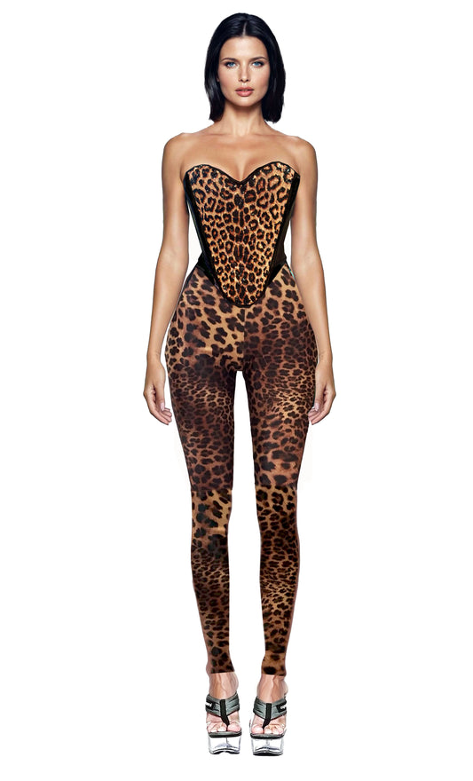 Jaguar Sequin Corset Set
